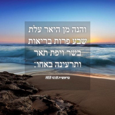 Picture 04 - בראשית 41:18 HEB - והנה מן היאר עלת שבע פרות - Bible Verse Picture
