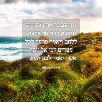Picture 04 - בראשית 41:55 HEB - ותרעב כל ארץ מצרים ויצעק - Bible Verse Picture