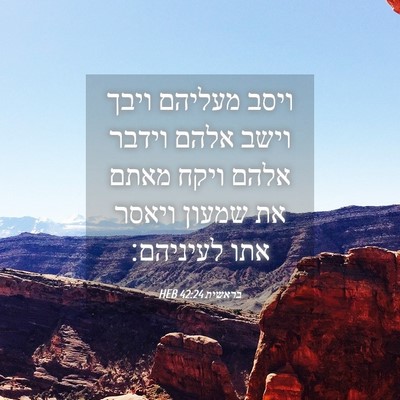 Picture 04 - בראשית 42:24 HEB - ויסב מעליהם ויבך וישב אלהם - Bible Verse Picture