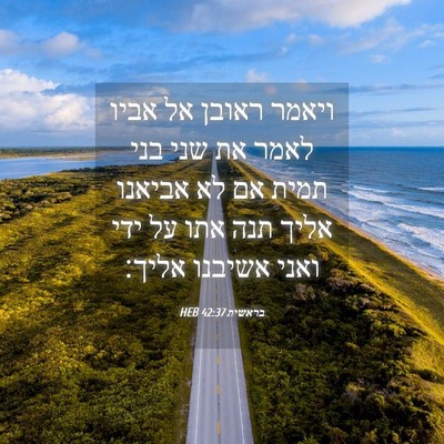 Picture 04 - בראשית 42:37 HEB - ויאמר ראובן אל אביו לאמר את - Bible Verse Picture