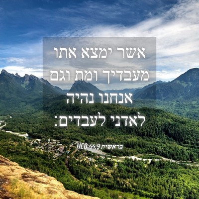 Picture 04 - בראשית 44:9 HEB - אשר ימצא אתו מעבדיך ומת וגם - Bible Verse Picture
