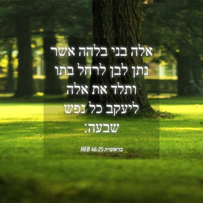 Picture 04 - בראשית 46:25 HEB - אלה בני בלהה אשר נתן לבן - Bible Verse Picture