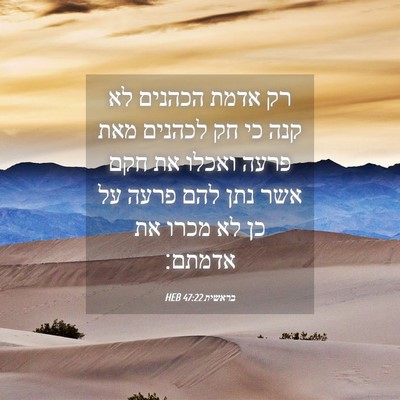 Picture 04 - בראשית 47:22 HEB - רק אדמת הכהנים לא קנה כי חק - Bible Verse Picture