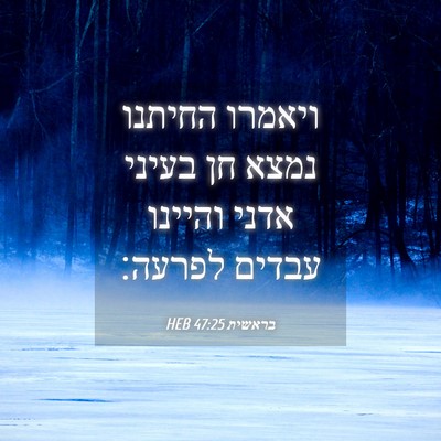Picture 04 - בראשית 47:25 HEB - ויאמרו החיתנו נמצא חן - Bible Verse Picture