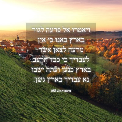 Picture 04 - בראשית 47:4 HEB - ויאמרו אל פרעה לגור בארץ - Bible Verse Picture