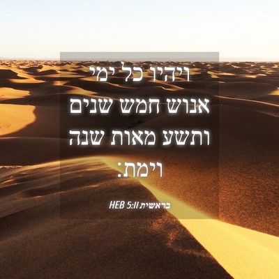 Picture 04 - בראשית 5:11 HEB - ויהיו כל ימי אנוש חמש שנים - Bible Verse Picture