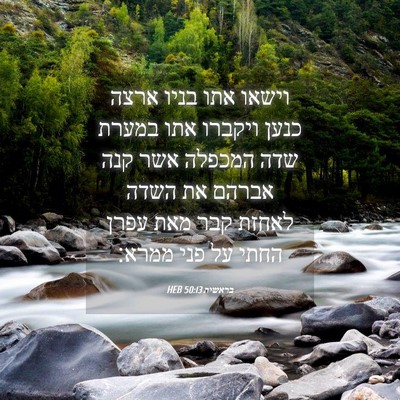 Picture 04 - בראשית 50:13 HEB - וישאו אתו בניו ארצה כנען - Bible Verse Picture