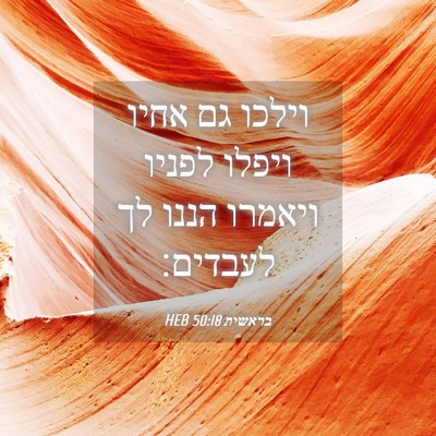 Picture 04 - בראשית 50:18 HEB - וילכו גם אחיו ויפלו לפניו - Bible Verse Picture