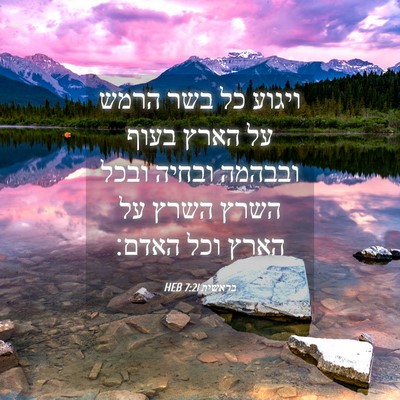 Picture 04 - בראשית 7:21 HEB - ויגוע כל בשר הרמש על הארץ - Bible Verse Picture