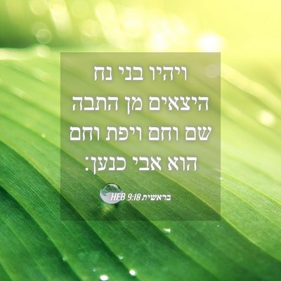 Picture 04 - בראשית 9:18 HEB - ויהיו בני נח היצאים מן התבה - Bible Verse Picture