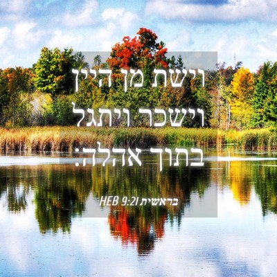 Picture 04 - בראשית 9:21 HEB - וישת מן היין וישכר ויתגל - Bible Verse Picture