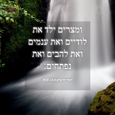 Picture 04 - דברי הימים א 1:11 HEB - ומצרים ילד את לודיים ואת - Bible Verse Picture