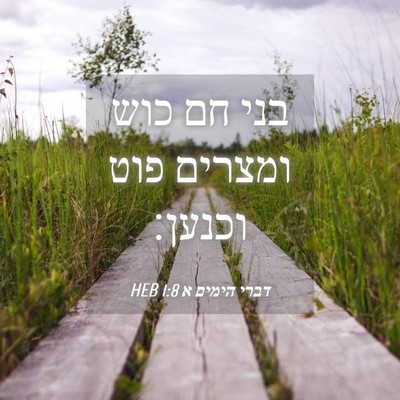 Picture 04 - דברי הימים א 1:8 HEB - בני חם כוש ומצרים פוט - Bible Verse Picture