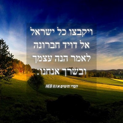 Picture 04 - דברי הימים א 11:1 HEB - ויקבצו כל ישראל אל דויד - Bible Verse Picture