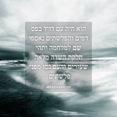Picture 04 - דברי הימים א 11:13 HEB - הוא היה עם דויד בפס דמים - Bible Verse Picture