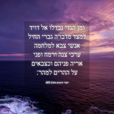 Picture 04 - דברי הימים א 12:8 HEB - ומן הגדי נבדלו אל דויד למצד - Bible Verse Picture
