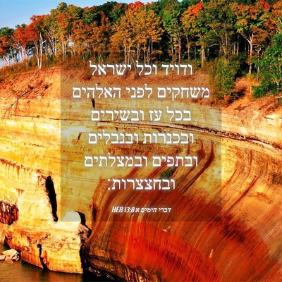 Picture 04 - דברי הימים א 13:8 HEB - ודויד וכל ישראל משחקים - Bible Verse Picture