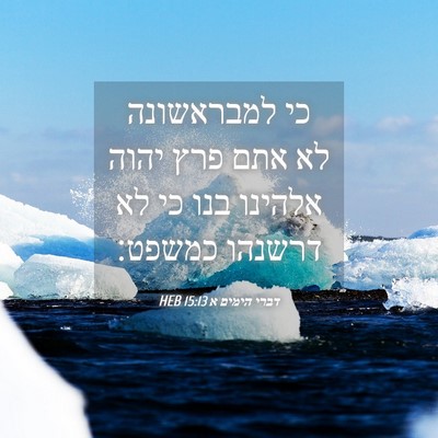 Picture 04 - דברי הימים א 15:13 HEB - כי למבראשונה לא אתם פרץ - Bible Verse Picture