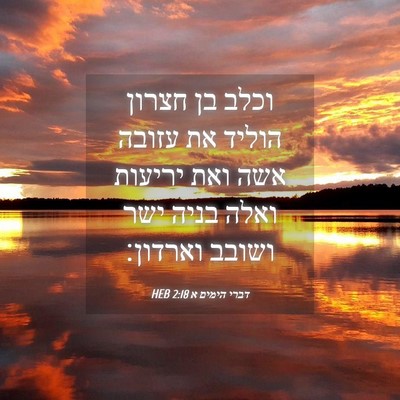 Picture 04 - דברי הימים א 2:18 HEB - וכלב בן חצרון הוליד את - Bible Verse Picture