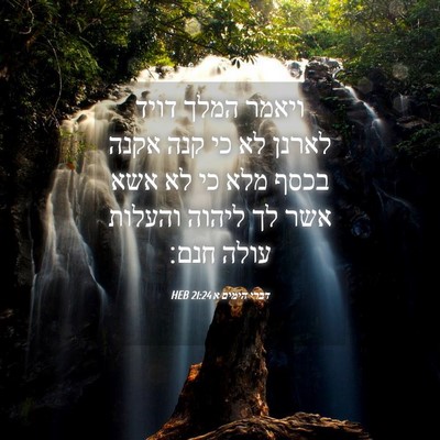 Picture 04 - דברי הימים א 21:24 HEB - ויאמר המלך דויד לארנן לא כי - Bible Verse Picture