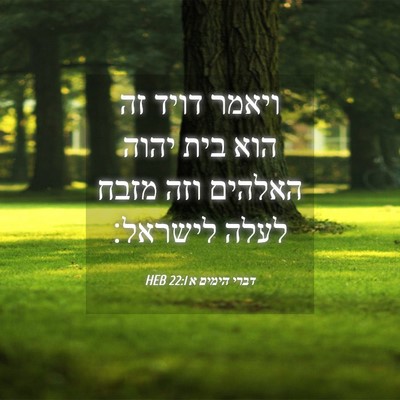 Picture 04 - דברי הימים א 22:1 HEB - ויאמר דויד זה הוא בית יהוה - Bible Verse Picture