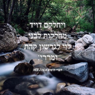 Picture 04 - דברי הימים א 23:6 HEB - ויחלקם דויד מחלקות לבני - Bible Verse Picture
