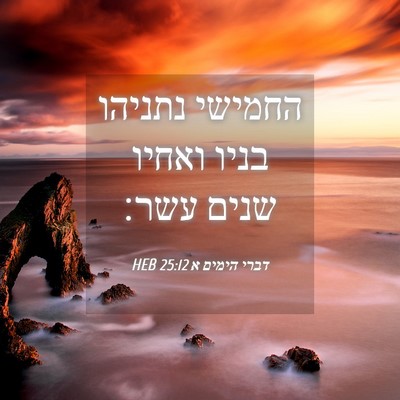 Picture 04 - דברי הימים א 25:12 HEB - החמישי נתניהו בניו ואחיו - Bible Verse Picture