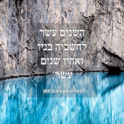 Picture 04 - דברי הימים א 25:19 HEB - השנים עשר לחשביה בניו - Bible Verse Picture