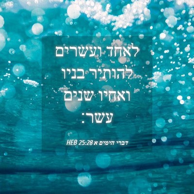 Picture 04 - דברי הימים א 25:28 HEB - לאחד ועשרים להותיר בניו - Bible Verse Picture