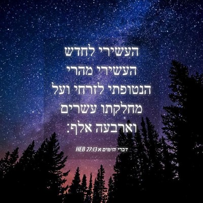 Picture 04 - דברי הימים א 27:13 HEB - העשירי לחדש העשירי מהרי - Bible Verse Picture