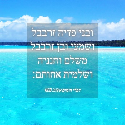 Picture 04 - דברי הימים א 3:19 HEB - ובני פדיה זרבבל ושמעי ובן - Bible Verse Picture