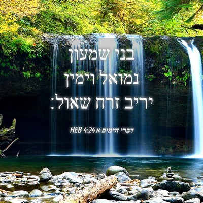 Picture 04 - דברי הימים א 4:24 HEB - בני שמעון נמואל וימין יריב - Bible Verse Picture