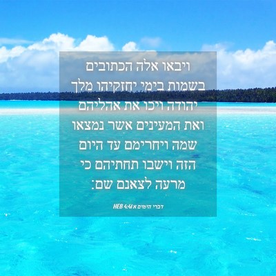 Picture 04 - דברי הימים א 4:41 HEB - ויבאו אלה הכתובים בשמות - Bible Verse Picture