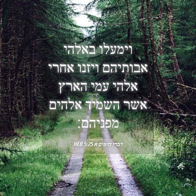 Picture 04 - דברי הימים א 5:25 HEB - וימעלו באלהי אבותיהם ויזנו - Bible Verse Picture