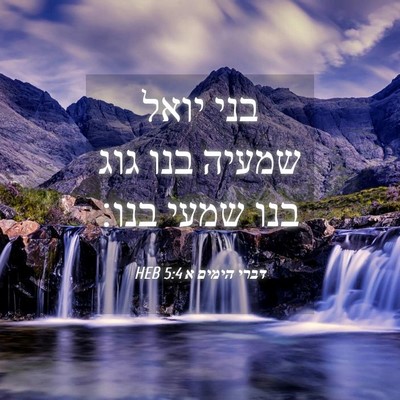 Picture 04 - דברי הימים א 5:4 HEB - בני יואל שמעיה בנו גוג בנו - Bible Verse Picture