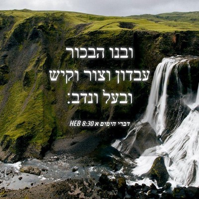 Picture 04 - דברי הימים א 8:30 HEB - ובנו הבכור עבדון וצור וקיש - Bible Verse Picture