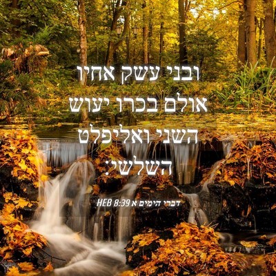 Picture 04 - דברי הימים א 8:39 HEB - ובני עשק אחיו אולם בכרו - Bible Verse Picture