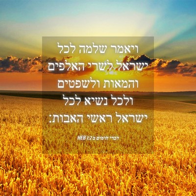 Picture 04 - דברי הימים ב 1:2 HEB - ויאמר שלמה לכל ישראל לשרי - Bible Verse Picture