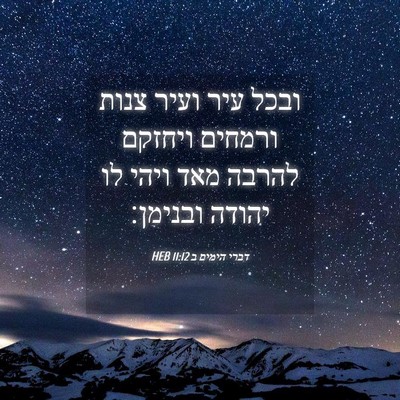 Picture 04 - דברי הימים ב 11:12 HEB - ובכל עיר ועיר צנות ורמחים - Bible Verse Picture