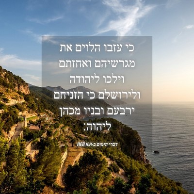 Picture 04 - דברי הימים ב 11:14 HEB - כי עזבו הלוים את מגרשיהם - Bible Verse Picture