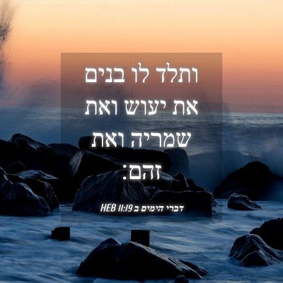 Picture 04 - דברי הימים ב 11:19 HEB - ותלד לו בנים את יעוש ואת - Bible Verse Picture