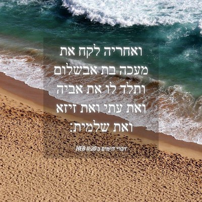 Picture 04 - דברי הימים ב 11:20 HEB - ואחריה לקח את מעכה בת - Bible Verse Picture