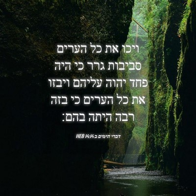 Picture 04 - דברי הימים ב 14:14 HEB - ויכו את כל הערים סביבות גרר - Bible Verse Picture