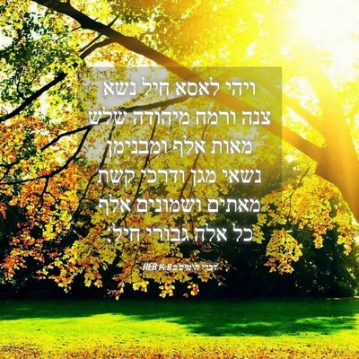 Picture 04 - דברי הימים ב 14:8 HEB - ויהי לאסא חיל נשא צנה ורמח - Bible Verse Picture