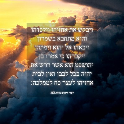 Picture 04 - דברי הימים ב 22:9 HEB - ויבקש את אחזיהו וילכדהו - Bible Verse Picture