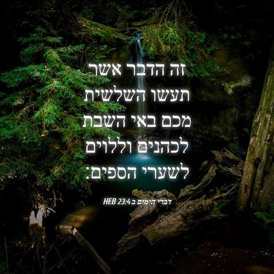 Picture 04 - דברי הימים ב 23:4 HEB - זה הדבר אשר תעשו השלשית מכם - Bible Verse Picture