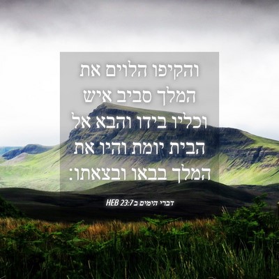 Picture 04 - דברי הימים ב 23:7 HEB - והקיפו הלוים את המלך סביב - Bible Verse Picture