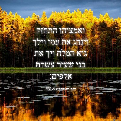 Picture 04 - דברי הימים ב 25:11 HEB - ואמציהו התחזק וינהג את עמו - Bible Verse Picture