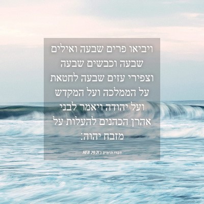 Picture 04 - דברי הימים ב 29:21 HEB - ויביאו פרים שבעה ואילים - Bible Verse Picture