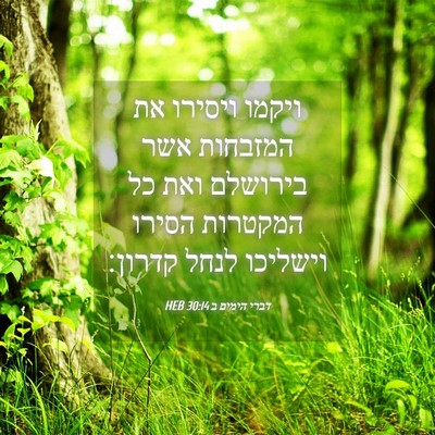 Picture 04 - דברי הימים ב 30:14 HEB - ויקמו ויסירו את המזבחות - Bible Verse Picture